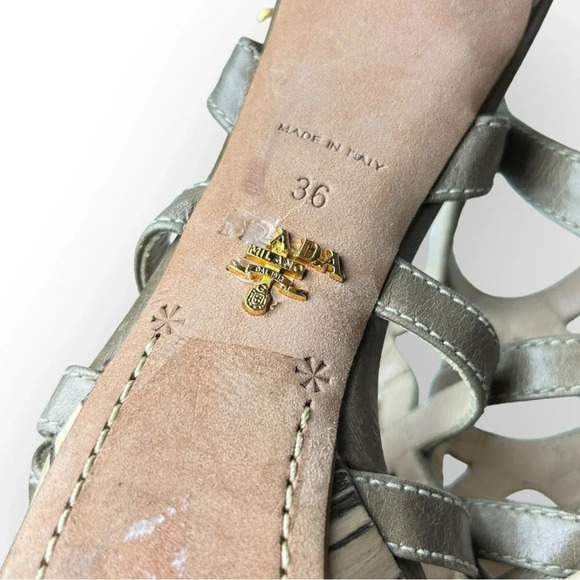 Prada Leather Slingback Pump with Wooden Detail  36 - Picture 10 of 12